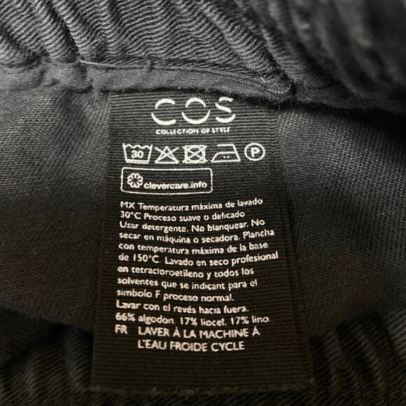 COS Women's Black Linen Straight High Waist Drawstring Pull On Trousers Pants 4 - Picture 4 of 4